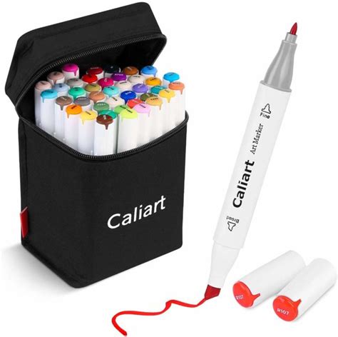 Caliart 34 Double Tip Brush Pens Art Markers, Artist Fine & Brush Pen  Coloring Markers for Kids Adult Coloring Book Journaling Note Taking  Lettering Calligraphy Drawing Pen Art Craft Supplies Kit