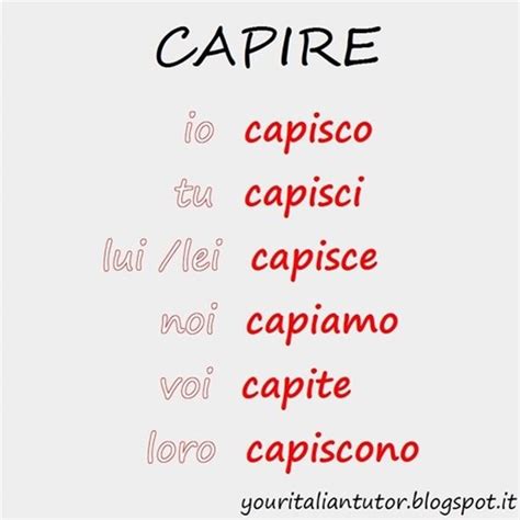 Capire conjugation italian  Many of the verbs belonging to this conjugation like finire (to finish), costruire (to Italian Verb Conjugations: Capire - ThoughtCo Webcapire verb conjugation to all tenses, modes and persons