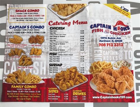 Captain hooks fish and chicken menu  Check with this