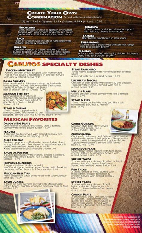 Carlitos mexican restaurant iowa park menu  TO 8 P