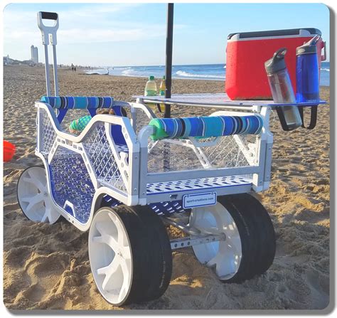 Bonnlo Beach Fishing Cart, Beach Wagon Trolley with 12 Big Balloon Wheels  for Sand Foldable Beach Trailer with 18.5 x 15 Cargo Deck, Fishing Rods