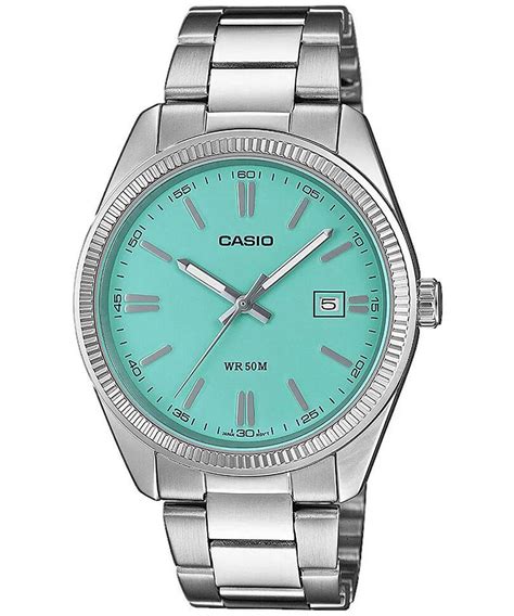 Casio tiffany blue mtp-1302pd-2a2vef Casio Collection MTP-1302PD-2A2VEF The popular MTP-1302 series with a stainless steel case and bracelet stands out from the well-known Casio watches with retro design and digital display