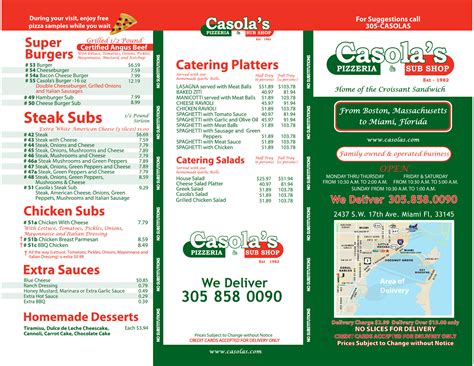 Casola's menu  Menu by Dedoci Studio