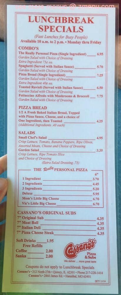 Cassano's pizza king trenton menu  There aren't enough food, service, value or atmosphere ratings for Cassano's Pizza & Sub, Ohio yet