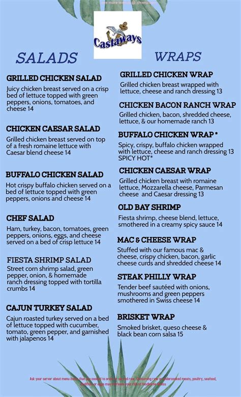 Castaways bay city menu  Share it with friends or find your next meal