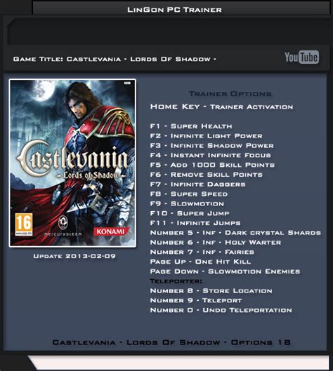 Castlevania lords of shadow trainer 2 +6 TRAINER