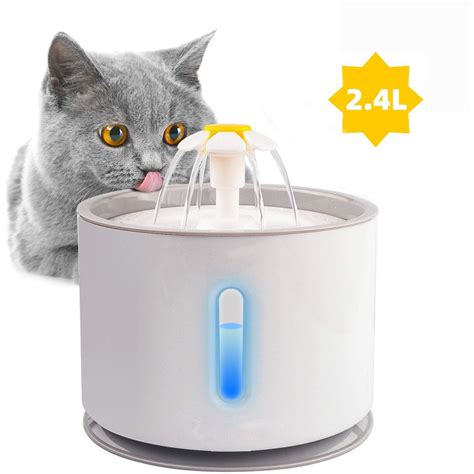 Automatic Cat Water Dispenser with Pet Food Mat for Small Medium Dog Pets  Puppy Kitten Big Capacity 1.5 Gallon grey