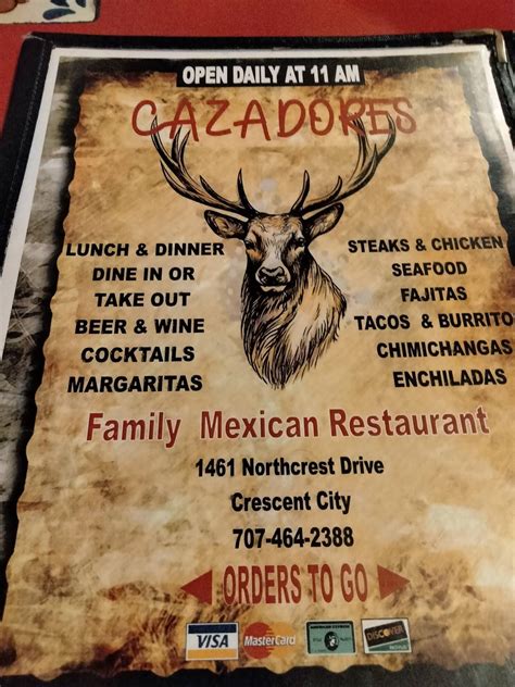 Cazadores crescent city menu 