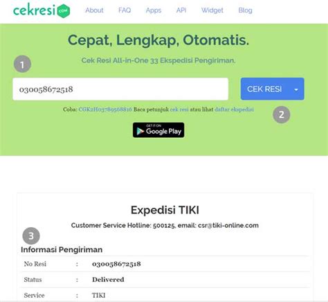 Cek resi reguler Berdu Cek Resi - Alat tracking resi no #1 di Indonesia