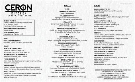 Ceron kitchen menu  Details