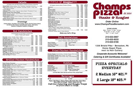 Champs pizza bensalem pa  All hours