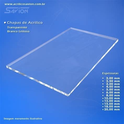 Chapa acrílico transparente 2mm 2x1  R$ 426, 82