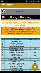 Cheerplex jackpot prediction today  Here is a complete list of the jackpots: MEGA Jackpot Pro 17 KSH 325,118,261 MEGA […]Our VIP 335M SPORTPESA MEGA Jackpot Pro Tips & 27M SPORTPESA MINI Jackpot Tips and 15M BETIKA Mid-Week Jackpot tips are ready