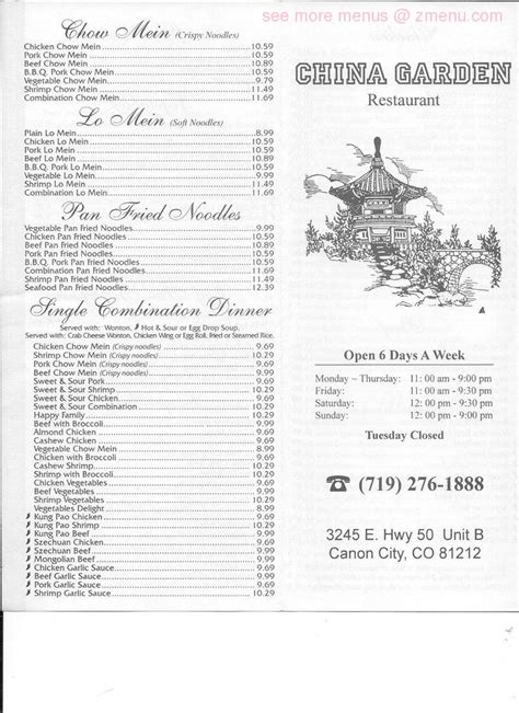 China garden menu canon city  If you want a good quick meal, this is the place