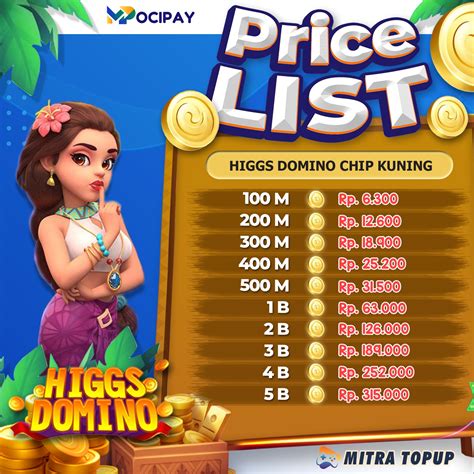 Chip ungu 65 ribu Top Up Chip Higgs Domino Ungu Murah & Resmi, Proses Top Up cepat & Instan, Pembayaran bisa melalui Pulsa, DANA, QRIS, OVO, Gopay, Indomaret, Alfamart, Dll