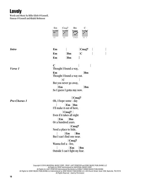 Chords lovely billie eilish  View Official Scores licensed from print music publishers