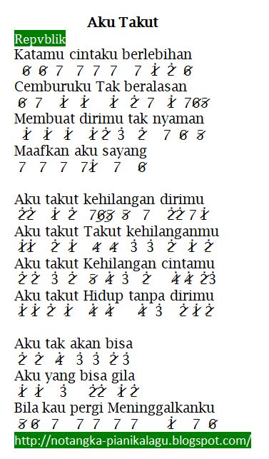 Chordtela aku takut kehilangan dirimu Chord Yollanda - Takut Mencintaimu, Kunci Gitar chord dasar, Chord Dasar dan Lirik Yollanda - Takut Mencintaimu ChordTela