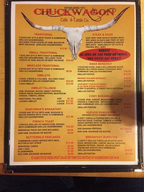 Chuckwagon restaurant calhoun menu  3