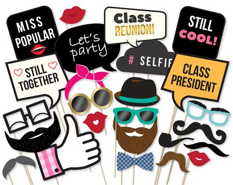 Class reunion photo booth props ----- - - - LISTING