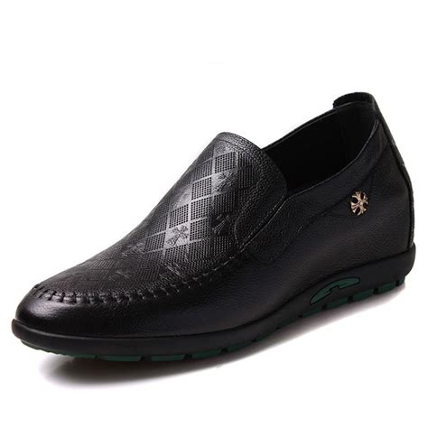 Clearance Elevator drivers shoes make men tall 6cm / 2.36inches black  leather height increasing casual shoes