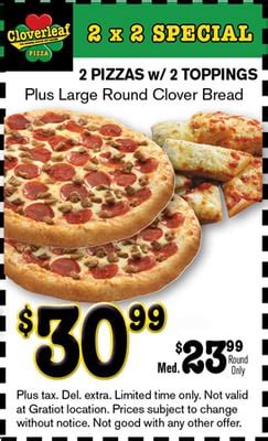 Cloverleaf pizza roseville mi 10 - $13