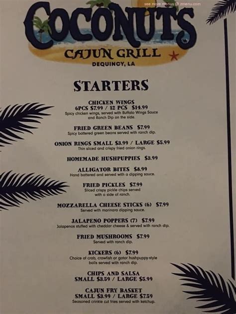 Coconuts cajun grill dequincy menu  Restaurants in Merryville