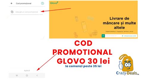 Cod glovo 60 lei  Obțineți tranzacție Promo