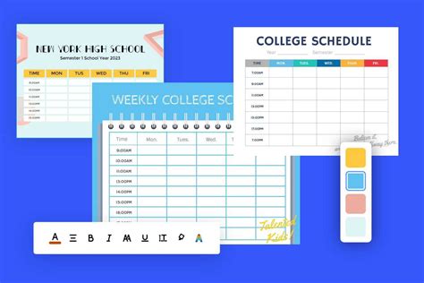 College schedule maker template  Each one comes in the common PDF format, meaning that they're easily editable to ensure that they suit your needs