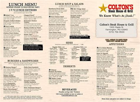 Coltons menu farmington mo  Boneless Honey Barbeque Wings $6