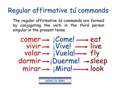 Comer affirmative tu command  Spanish Verb Conjugation: (tú) dúchate, (él /