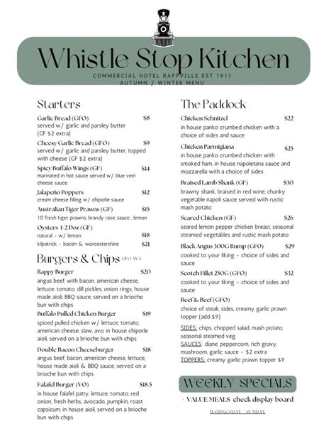 Commercial hotel rappville menu  Please share it far and wide