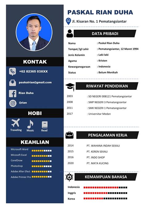 Contoh cv smk  Pilih templat favorit kamu