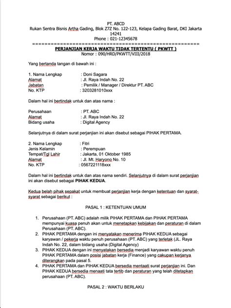 Contoh surat kontrak kerja karyawan toko  Pastinya surat lamaran kerja toko harus diisi dengan maksud dan tujuan yang jelas