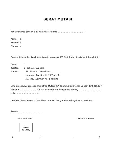 Contoh surat permohonan mutasi antar instansi  Surat Permohonan Mutasi Antar Instansi