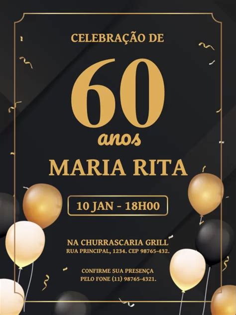 Convite de aniversario 60 anos para editar  Organizar uma festa seja para poucas ou muitas pessoas pode ser uma atividade bem estressante, são muitos afazeres e os detalhes que não podem ser esquecidos, a ferramenta convite online ajuda organizar a a parte da festa que são exatamente do convite e os convidados