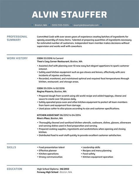 Cook resume  Write an engaging resume objective