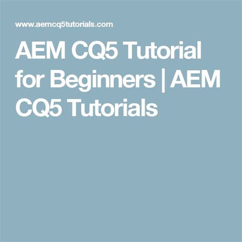Cq5 tutorial for beginners 