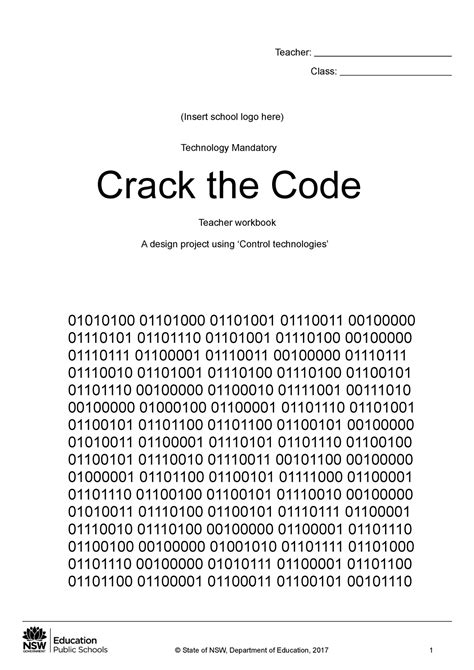 Crack the code teacher folio  The numbers to the 6 digit code will be collected along the way and