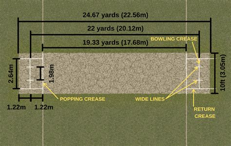 Cricket pitch wide line length in feet Pitch - The bounce of the ball - "it pitches on a good length"