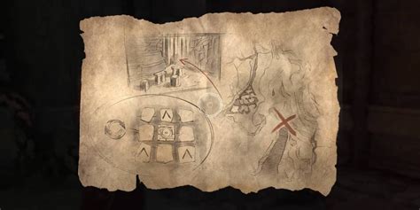 Cursed tomb treasure map  Head to the western side of the castle and go inside the middle tent