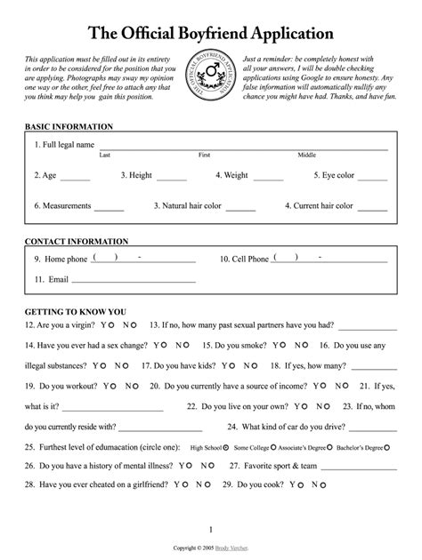 Cute boyfriend application form In her tweet, she also said that it was "CUTE AF" that he did up a form