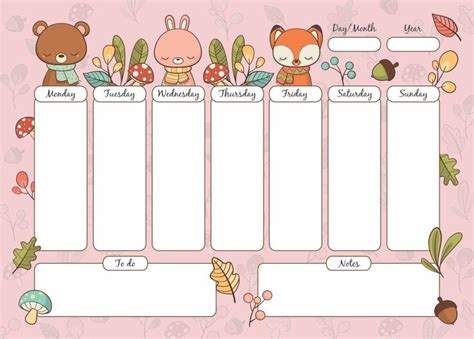 Cute schedule maker  that can be opened in various kinds of software, such as: Google Apps (Google Docs, Google Slides,