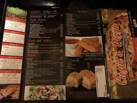 Cuzins pizza menu  3 star rating