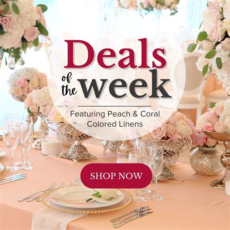 Cv linens deal of the week  Visit our site and start shopping today!Items on Deals of the Week can be used to complete your birthday party, wedding reception, baby shower decor, and more