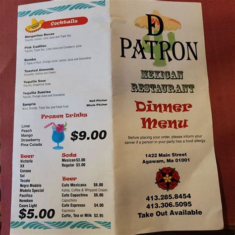 D patron agawam menu  I thought I will help this business out by making them a Yelp to have people know about them more