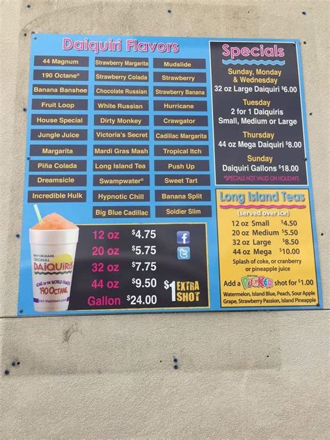 Daiquiri hub menu 7