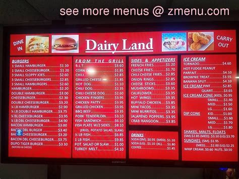 Dairyland dupo menu  Fast Food 