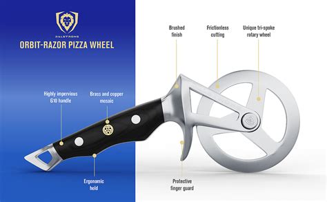 Dalstrong pizza cutter  Add a teaspoon of water to one side of the skillet so it doesn’t soak into the pizza