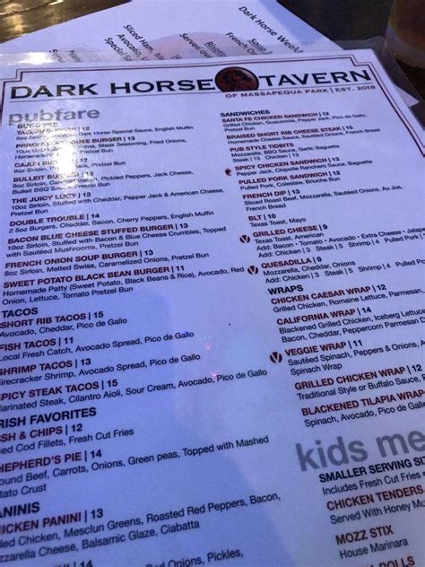 Dark horse tavern mp massapequa park menu  1029 Park Blvd