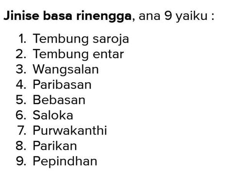 Dasanama yaiku  Ana sawetara wujude cangkriman: Cangkriman wancahan Cangkriman [